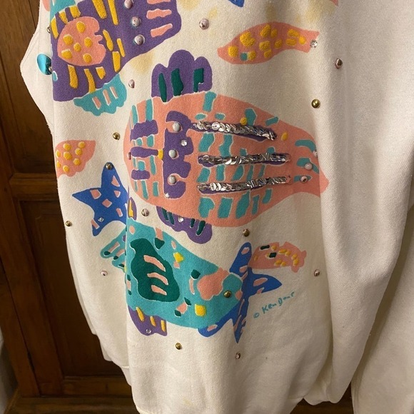 Vintage 80s Ken Done Australia Pullover Sweatshirt Long Sleeve White Medium - Picture 6 of 11